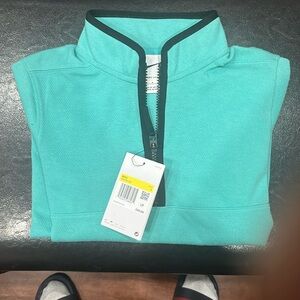 NWT Nike  Dri Fit  LS quarter zip up shirt. Size small. Teal and black